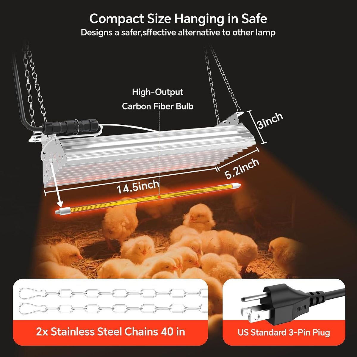 Chicken Coop Heater Large Chicken Heat Lamp, 400 Watt Two-Stage Temperature Chicken Brooder Lamp, Chicken Coop