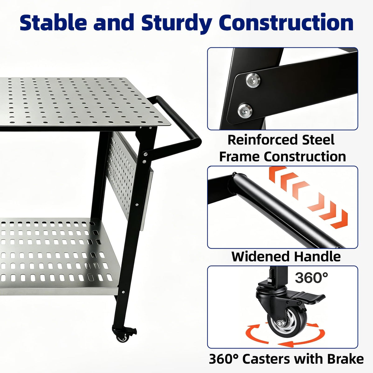 Cxforste Welding Table 1200LBS Mobile 36x24in Workbench with Wheels | 4 Lockable casters with 10 Supporting Tools