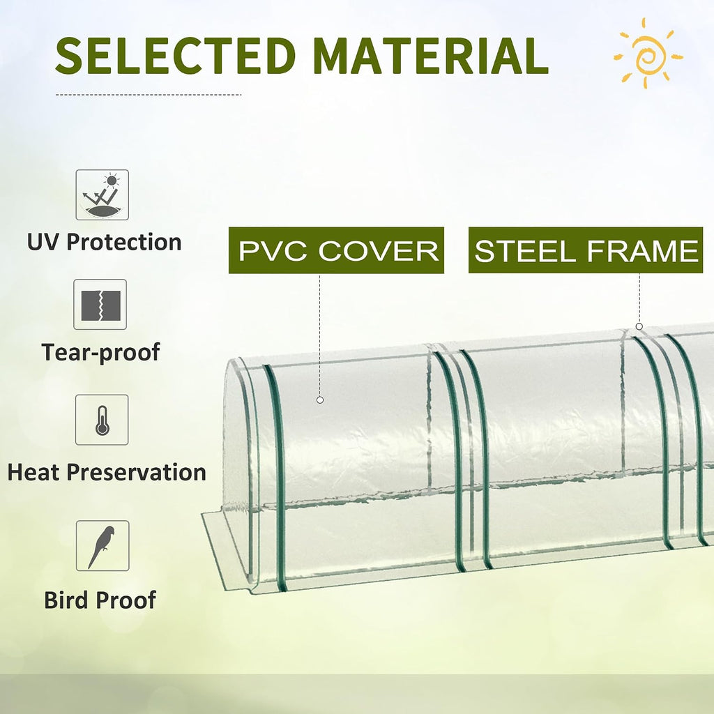 13' x 3' x 2.5' Mini Greenhouse Portable Tunnel Green House Clear | Roll-Up Zippered Doors, UV Waterproof Cover