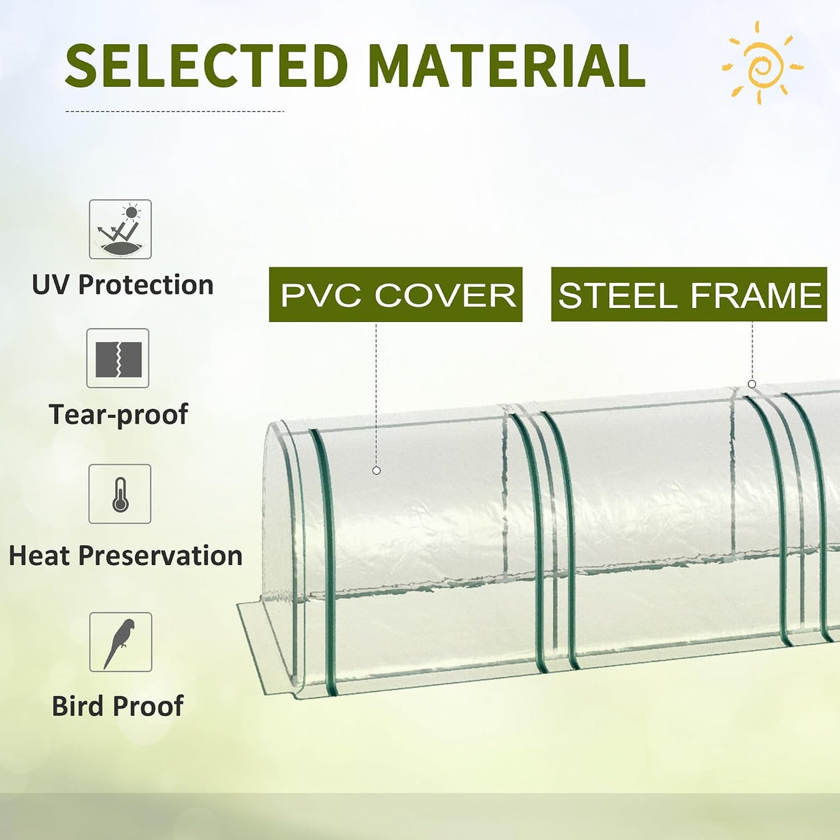 13' x 3' x 2.5' Mini Greenhouse Portable Tunnel Green House Clear | Roll-Up Zippered Doors, UV Waterproof Cover