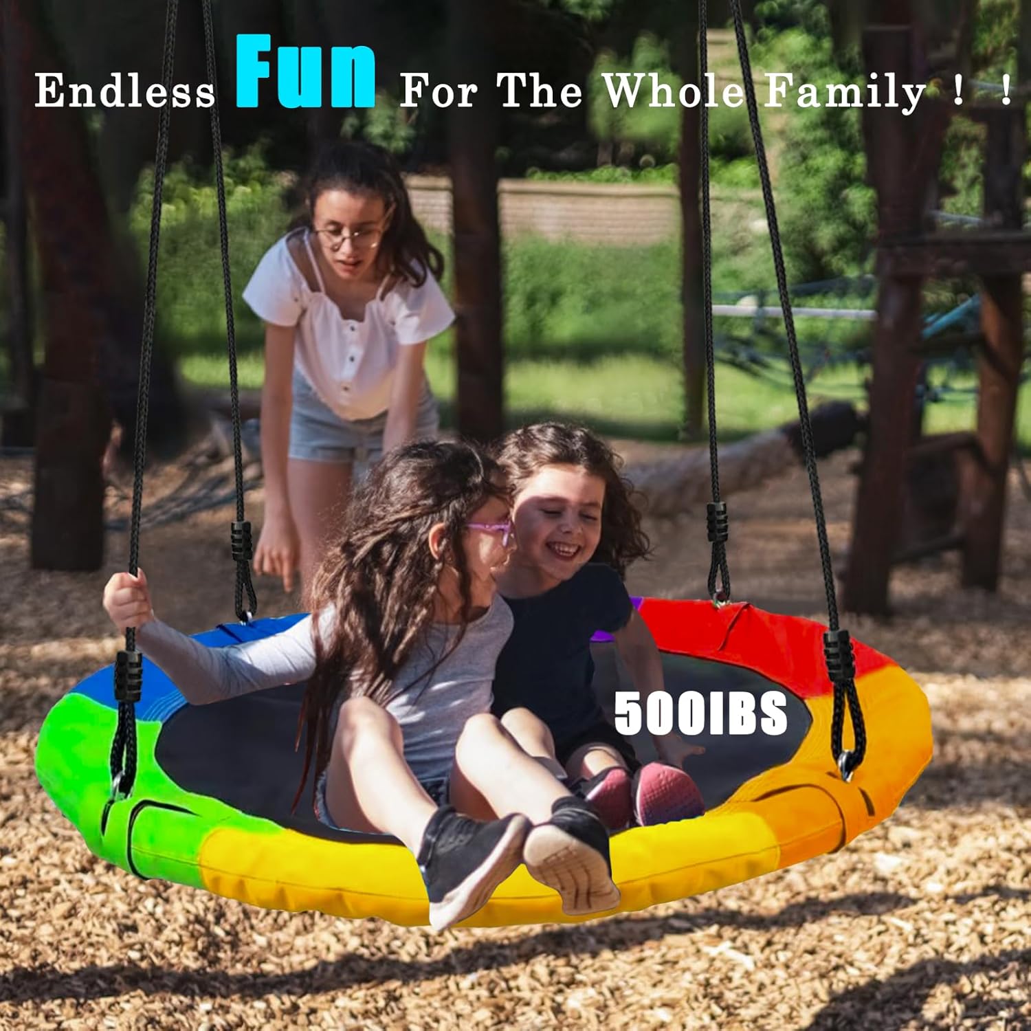 40" Saucer Tree Swing for Kids - 500Lb Weight Capacity, Waterproof Platform Swing Seat with Adjustable Ropes for Kids