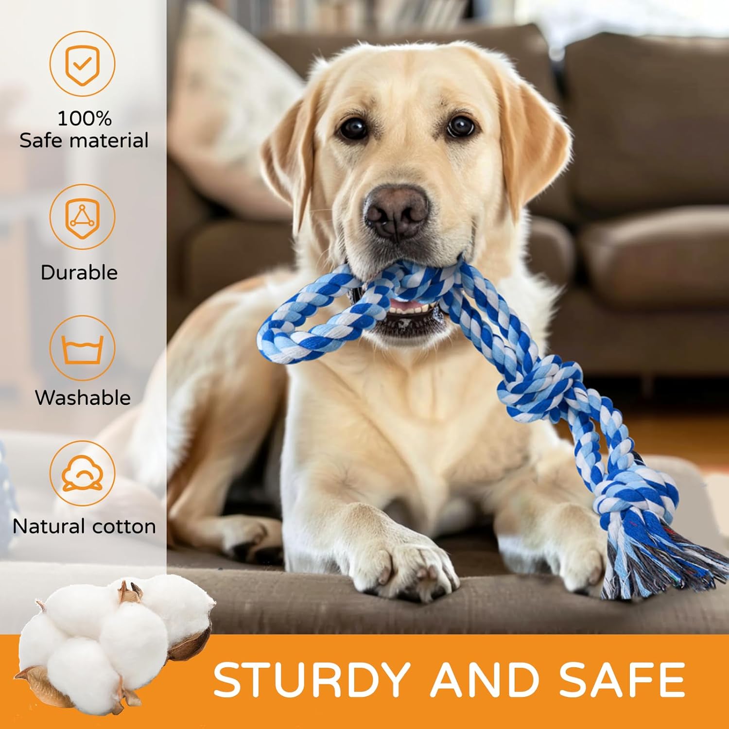 2 Pack Dog Rope Toys for Medium Large Breed, Nearly Indestructible Dog Chew Toys for Aggressive Chewers, Teeth