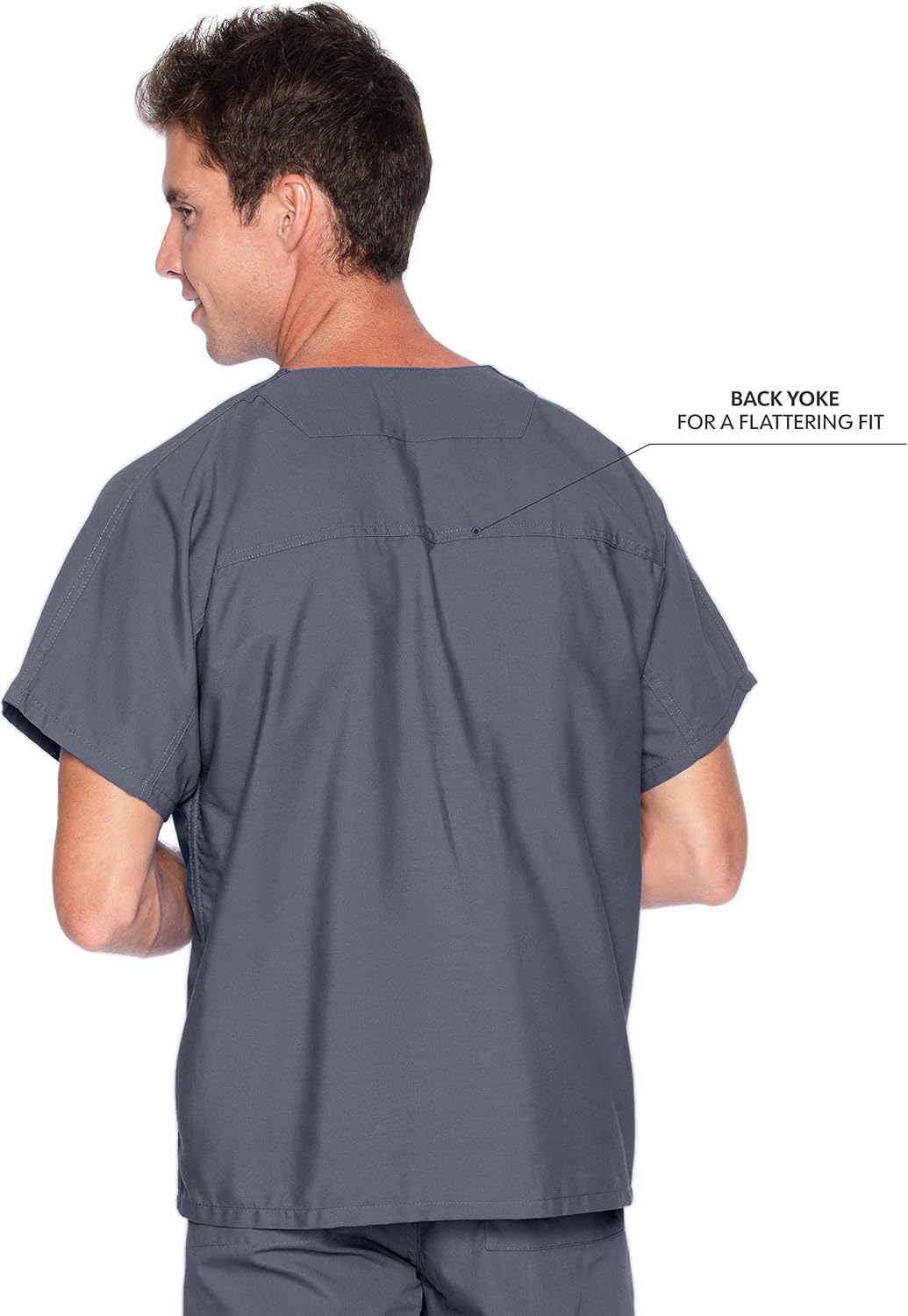 Essentials Unisex Relaxed Fit 1-Pocket V-Neck Scrub Top 7502 Steel Grey
