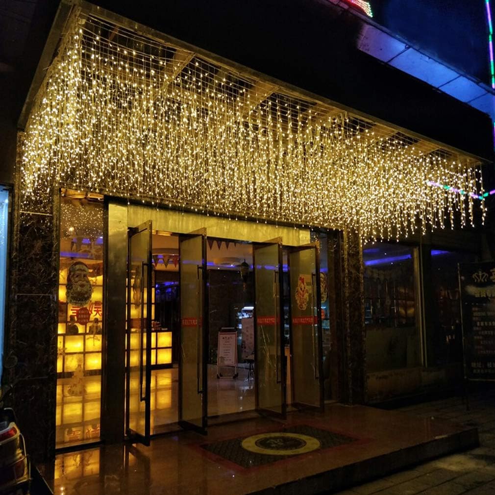 LED Icicle Lights, 96 LEDs 13FT 8 Modes Curtain Extendable Fairy Christmas Ceiling Dangling Hanging Twinkle Memory