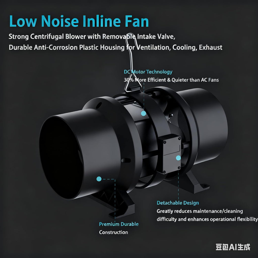 Air Filtration Kit, 6" 260 CFM Inline Duct Fan with E12 Speed Controller, 6.6 Ft Ducting & Rubber Coupler