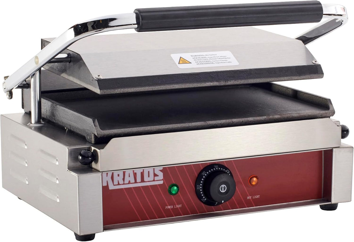 Commercial Electric Panini Sandwich Grill with Smooth Plates