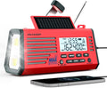 Emergency Radio NOAA Weather Alert Battery Solar Crank Powered | AM FM SW Portable Radio, Rechargeable Battery