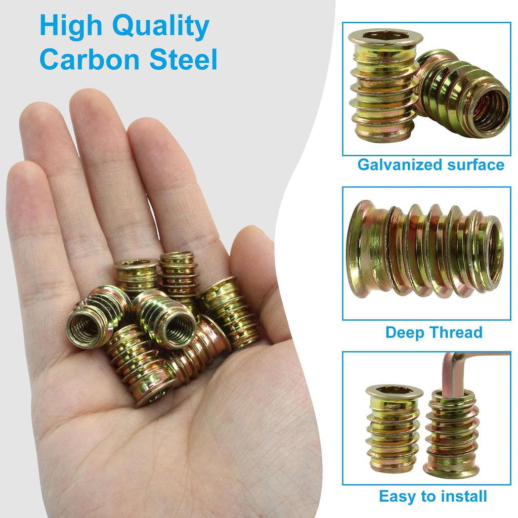 30 Pcs 5/16"-18 x 20mm Threaded Inserts for Wood