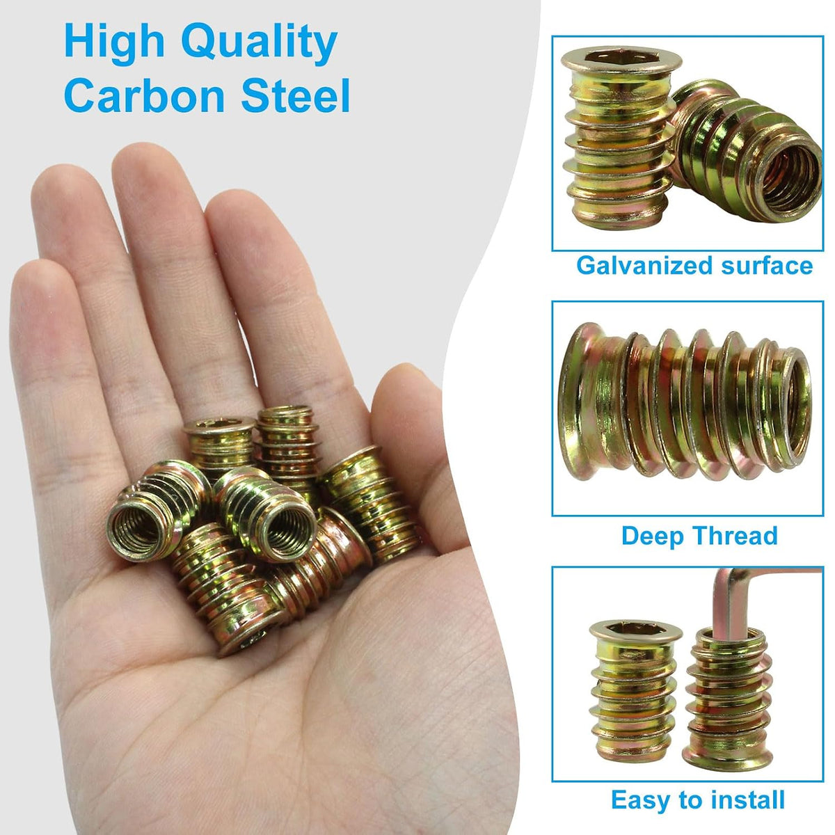 30 Pcs 5/16"-18 x 20mm Threaded Inserts for Wood
