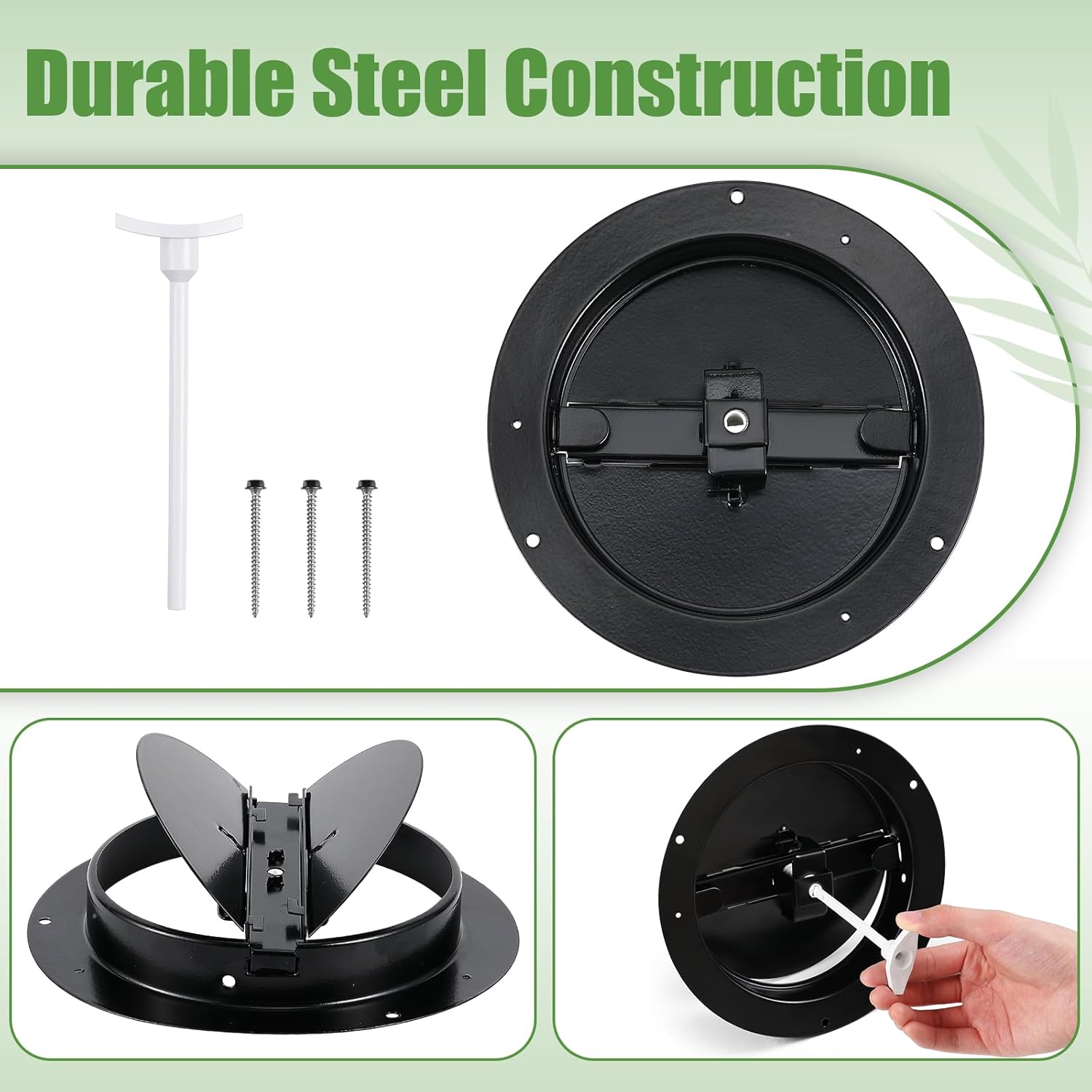 1 Pack 6 Inch Round Vent Cover Ceiling Diffuser HVAC Vent Duct Cover Replacement with Steel Butterfly Damper Fitting