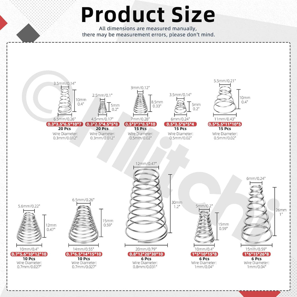 149PCS 15 Sizes Spring Assortment Kits Stainless Steel Compressed Springs Extension Springs for Shop and Home