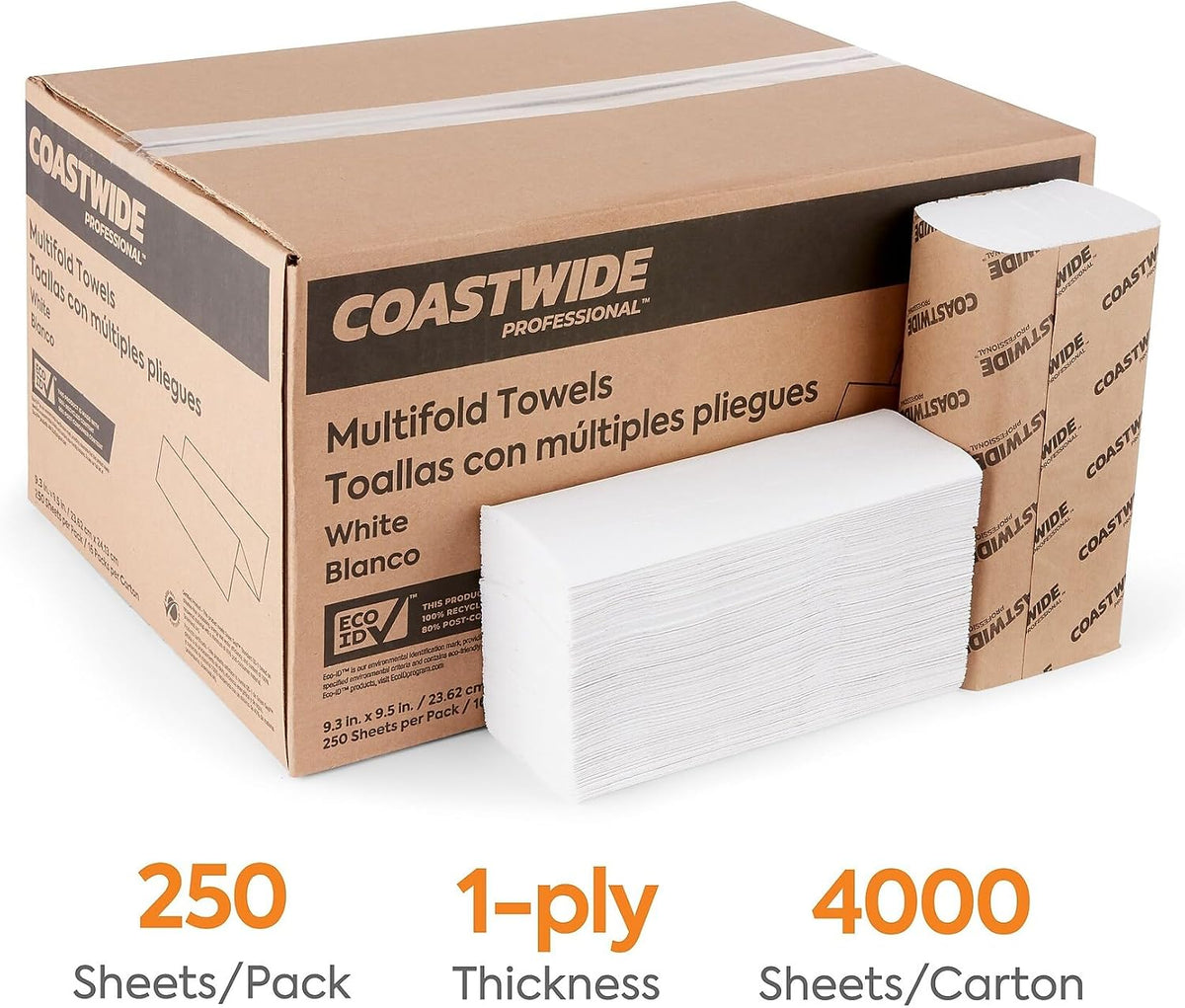Professional Recycled Multifold Paper Towels, 16 Packs