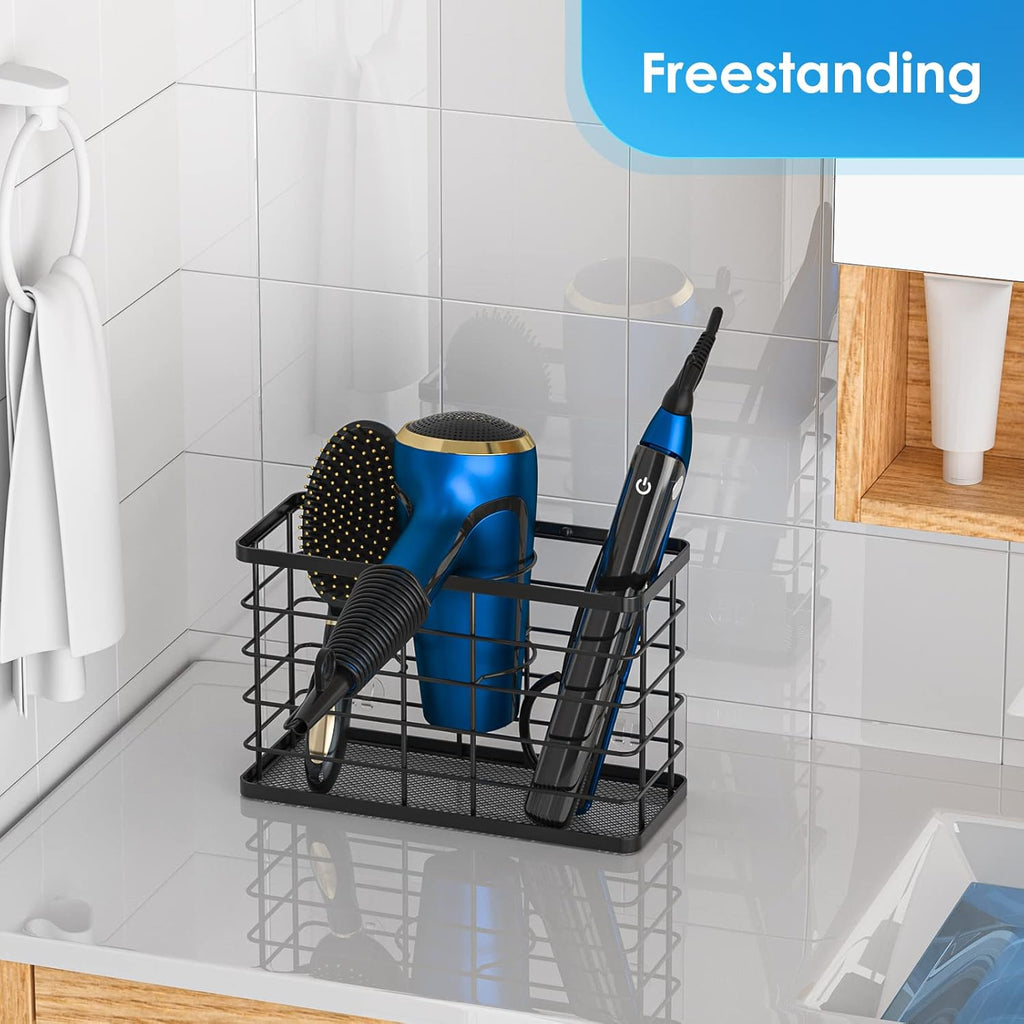 Hair Tool Organizer, Dryer Holder, 3 in 1 Blow Bathroom Organizer Wall Mounted/Cabinet Door for Flat Iron, Curling