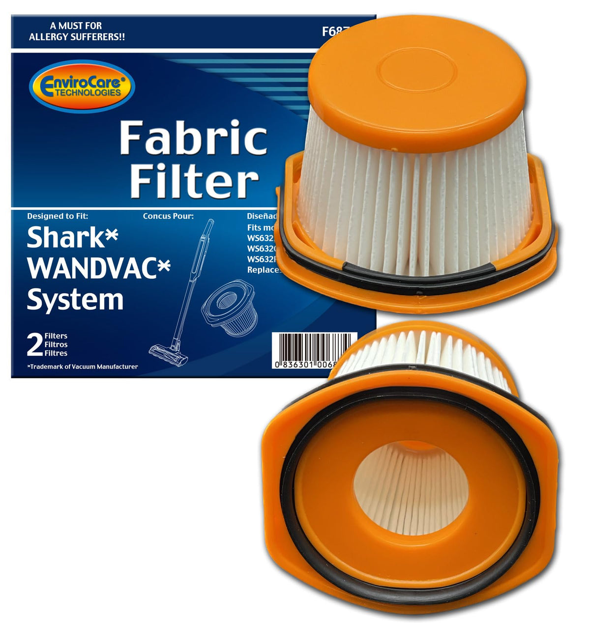 EnviroCare Replacement Vacuum Cleaner Filter Designed to fit Shark Wandvac Systems 2 Pack