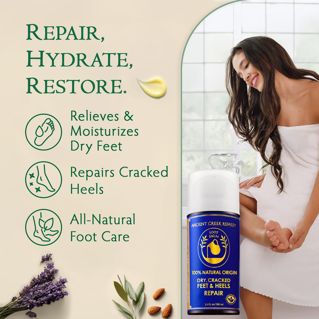 Dry Cracked Heel Repair Balm, Organic Foot Cream for Dry Feet & Callus | Deeply Moisturizes & Softens Dry Cracked