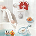 No-Hole Farm Animal Bath Toys for Kids Ages 1-3, Water Slide Toys | Bath Basketball Hoop, Fishing Net, Storage Bag