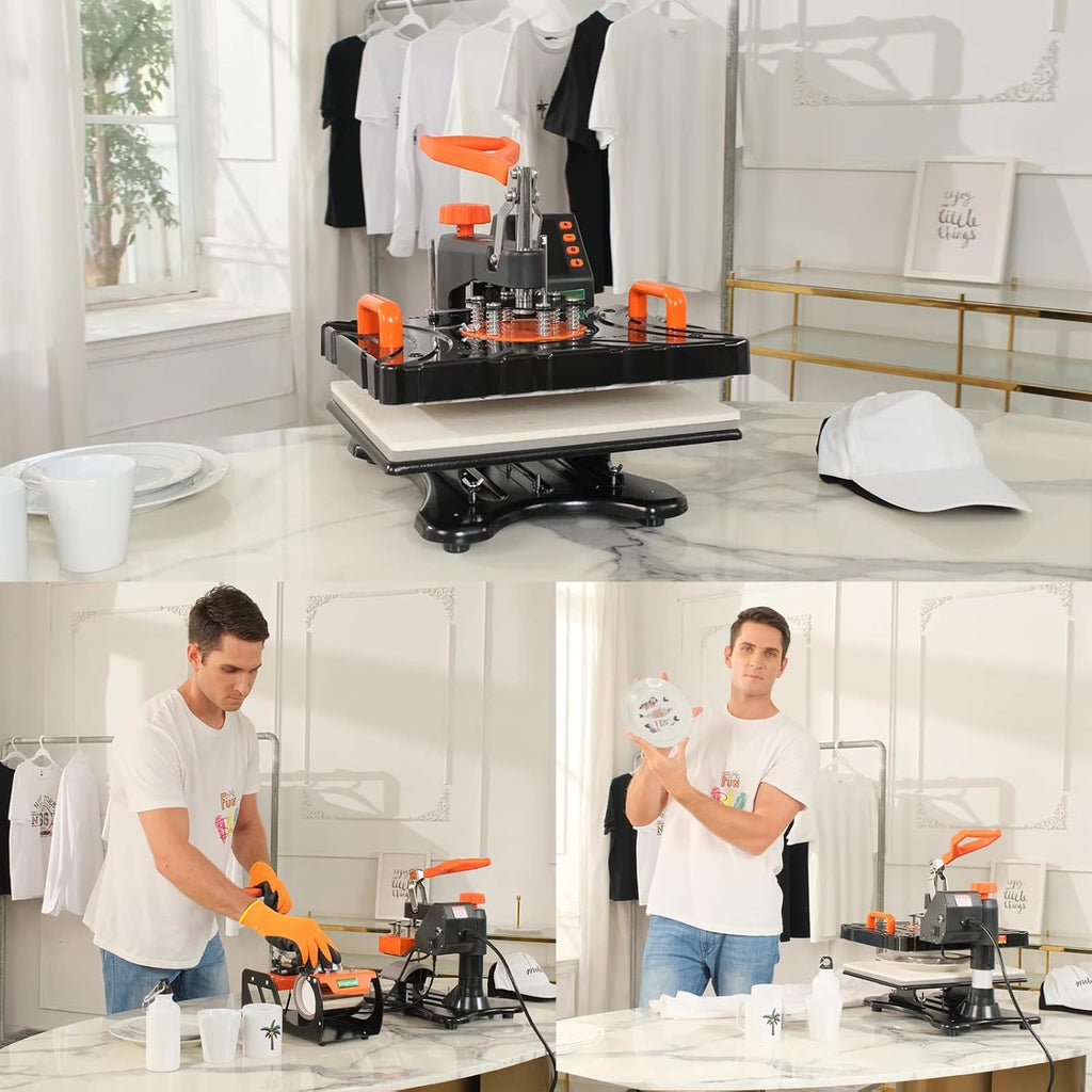Upgraded Heat Press Machine 8 in 1 Combo,Digital Multifunction Shirt Press Machine for T Shirts12 X15 Sublimation