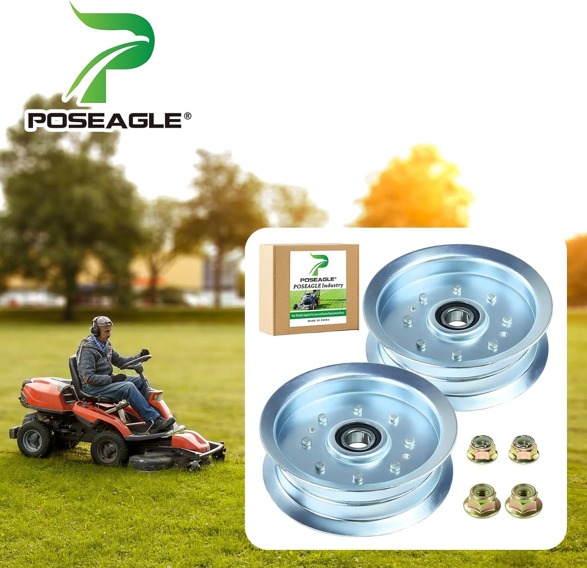 2 Pcs AUC17621 GY20629 Idler Pulley for John Deere 42 48 D140 Deck