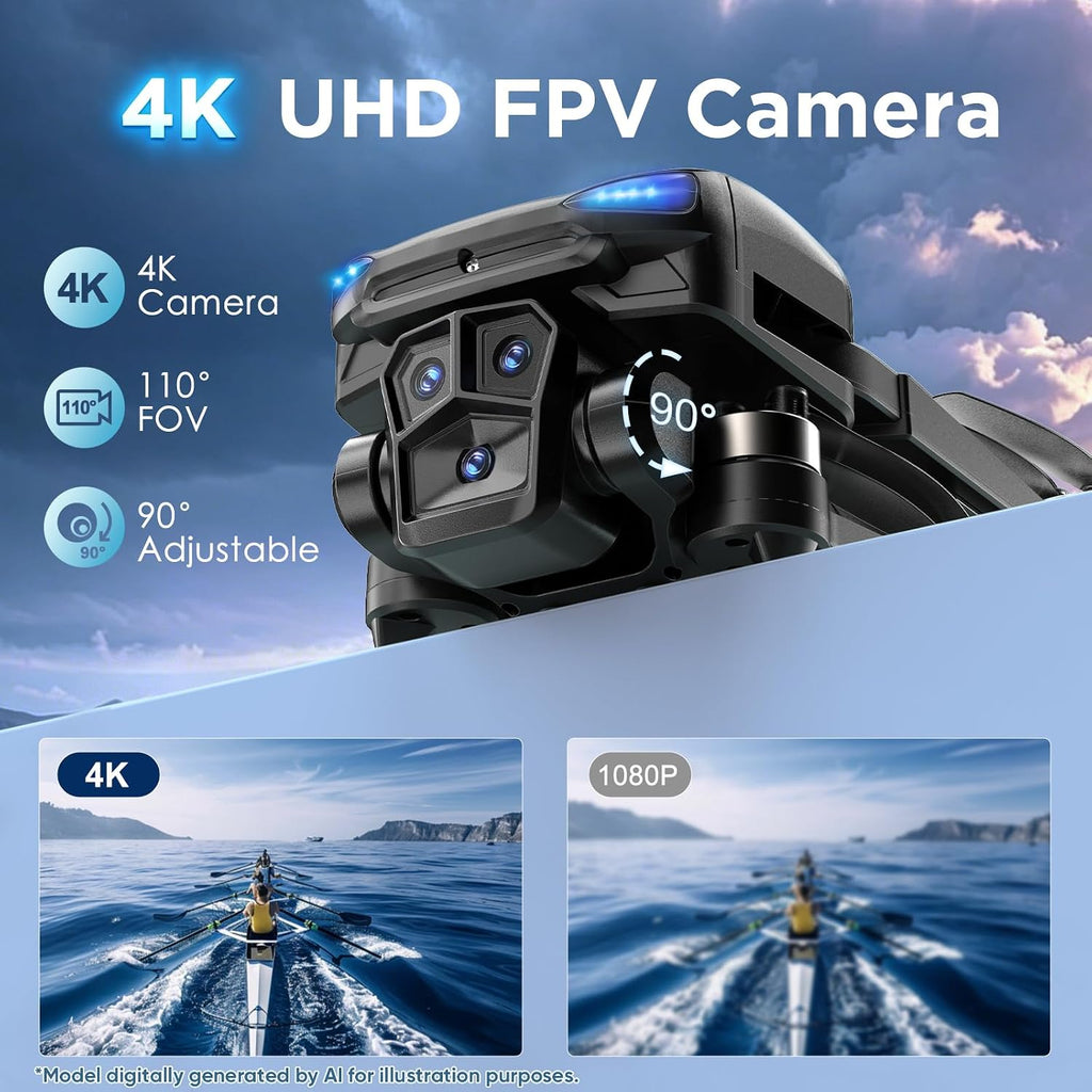 GPS Drone with 4K Camera for Adults, RC Foldable Quadcopter with 4.5” HD Screen Controller, Brushless Motor, GPS Auto