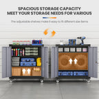 34"Mobile Metal Garage Storage Cabinet,Lockable Tool Storage Cabinet