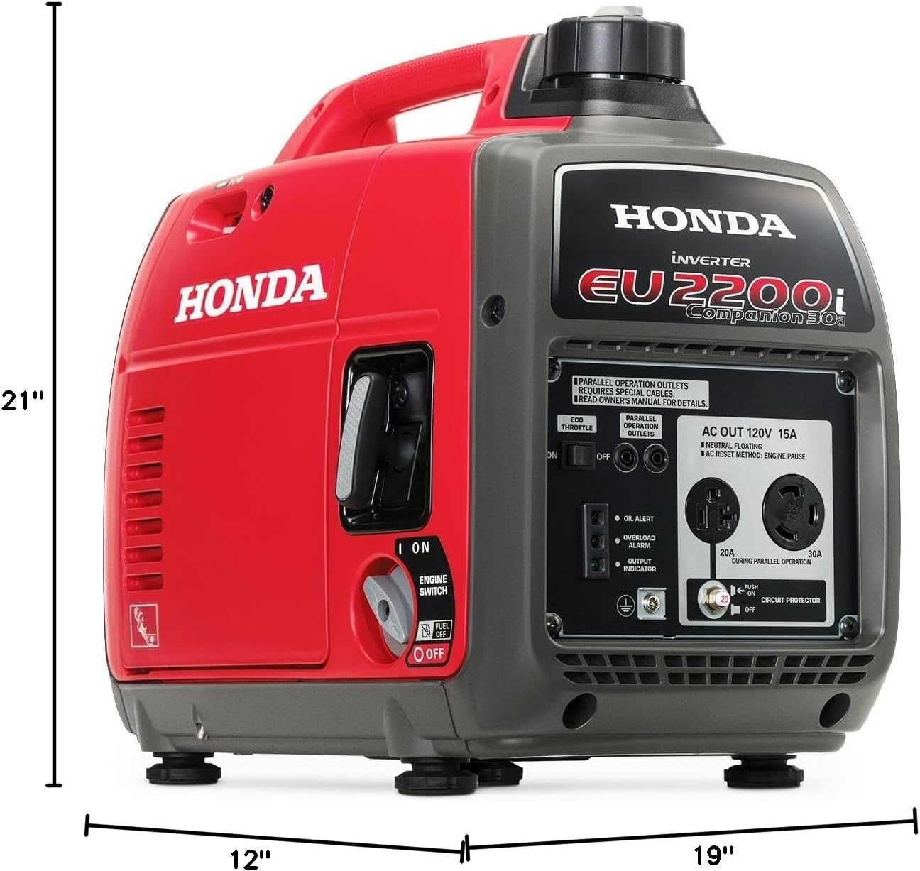 EU2200ITAN 2200-Watt 120-Volt Portable Inverter Generator | Super Quiet, CO-Minder