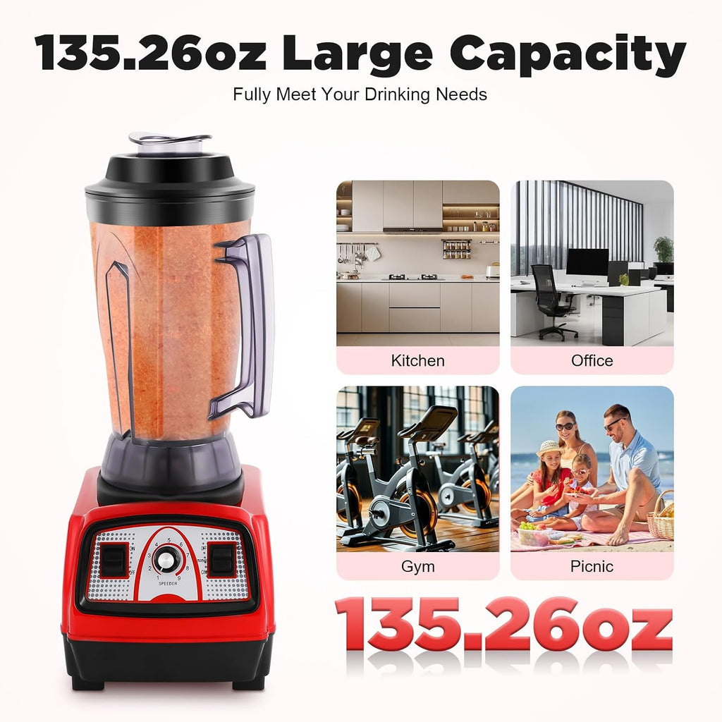 Commercial Blender, 2200W Countertop with 135oz Jar and 9 Speed Control