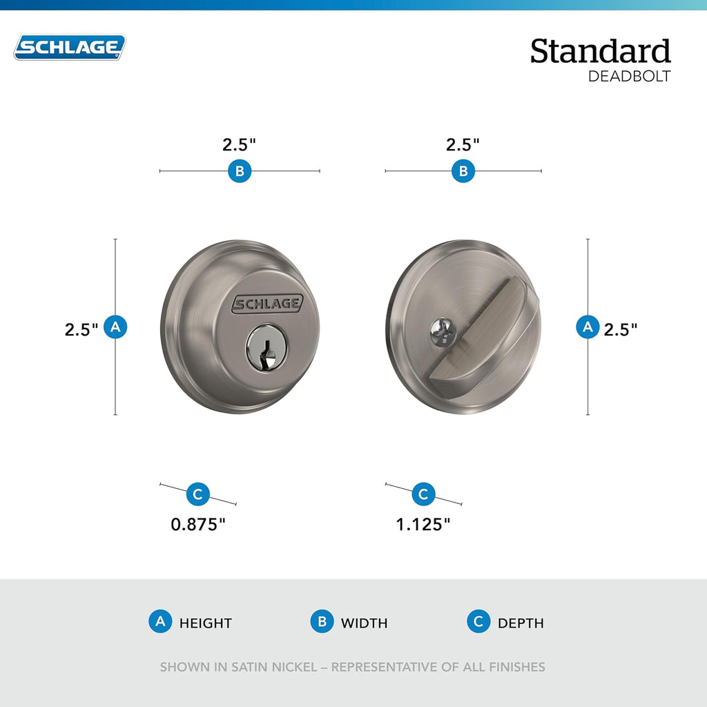Deadbolt & Door Handle Set, Accent Lever, Bright Brass | Front door set with single cylinder deadbolt & reversible