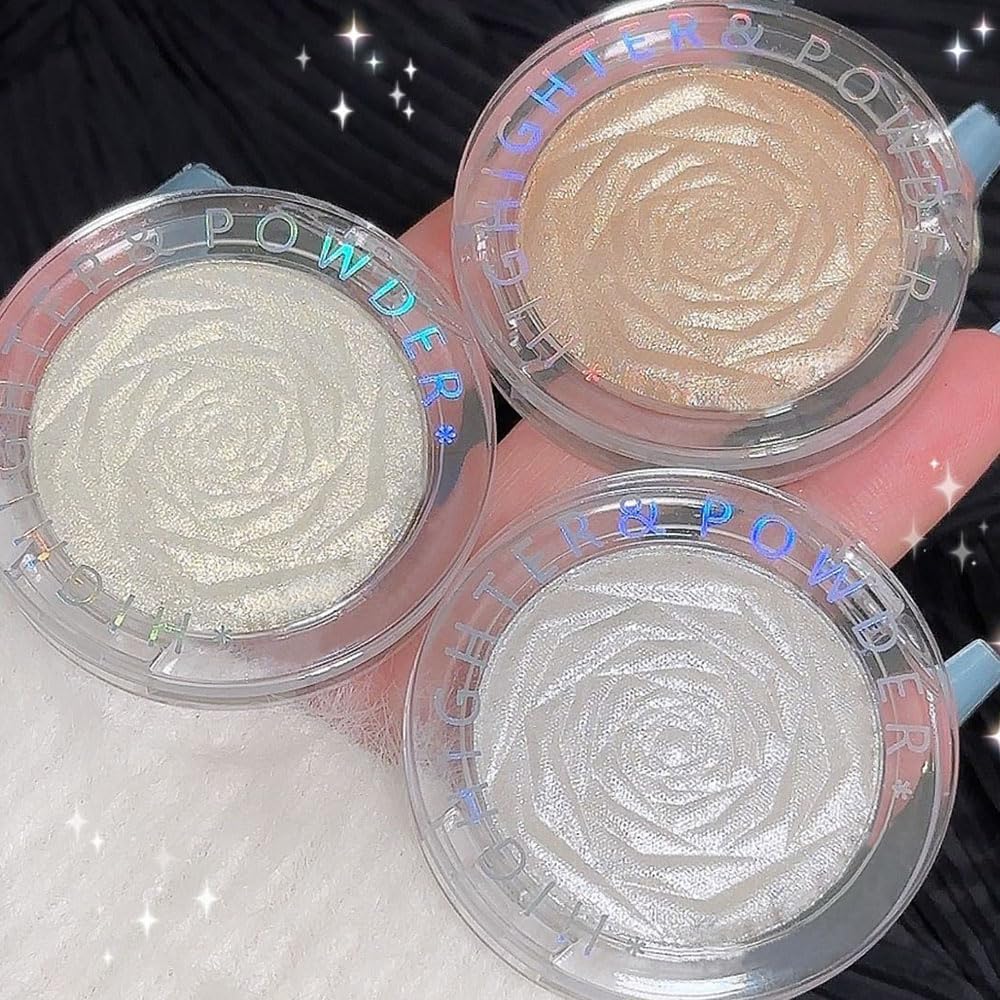 Pearl White Silver Face Highlighter Makeup, White Shimmer Glitter Diamond Sparkly Highlighters Makeup Eyeshadow