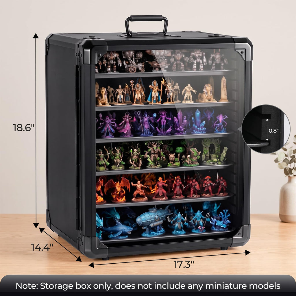 X-Large Stackable Miniature Carrying Case, 6 Adjustable Metal Trays