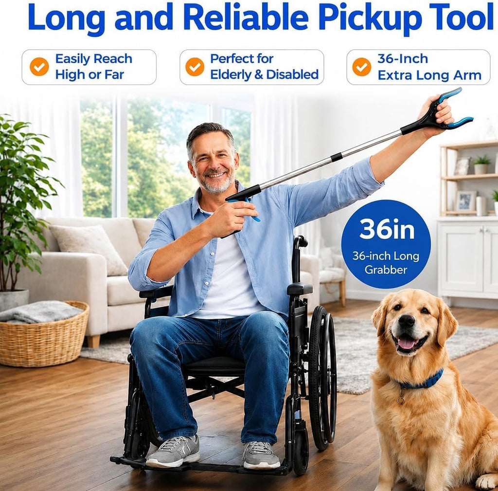 2 Pack 36" Magnetic Grabber Reacher Tool, Extra Long Reacher Grabbers, Easy Foldable Trash Pickup Tool, Heavy Duty