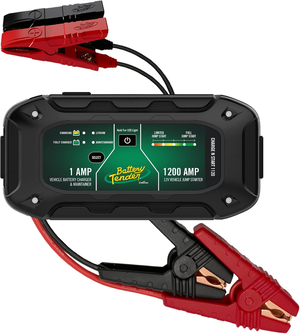 Charge N Start 1120 - Smart 12V/1 AMP Battery Charger and 1200 AMP Jump Starter Combo | 2-in-1 Battery Maintainer for