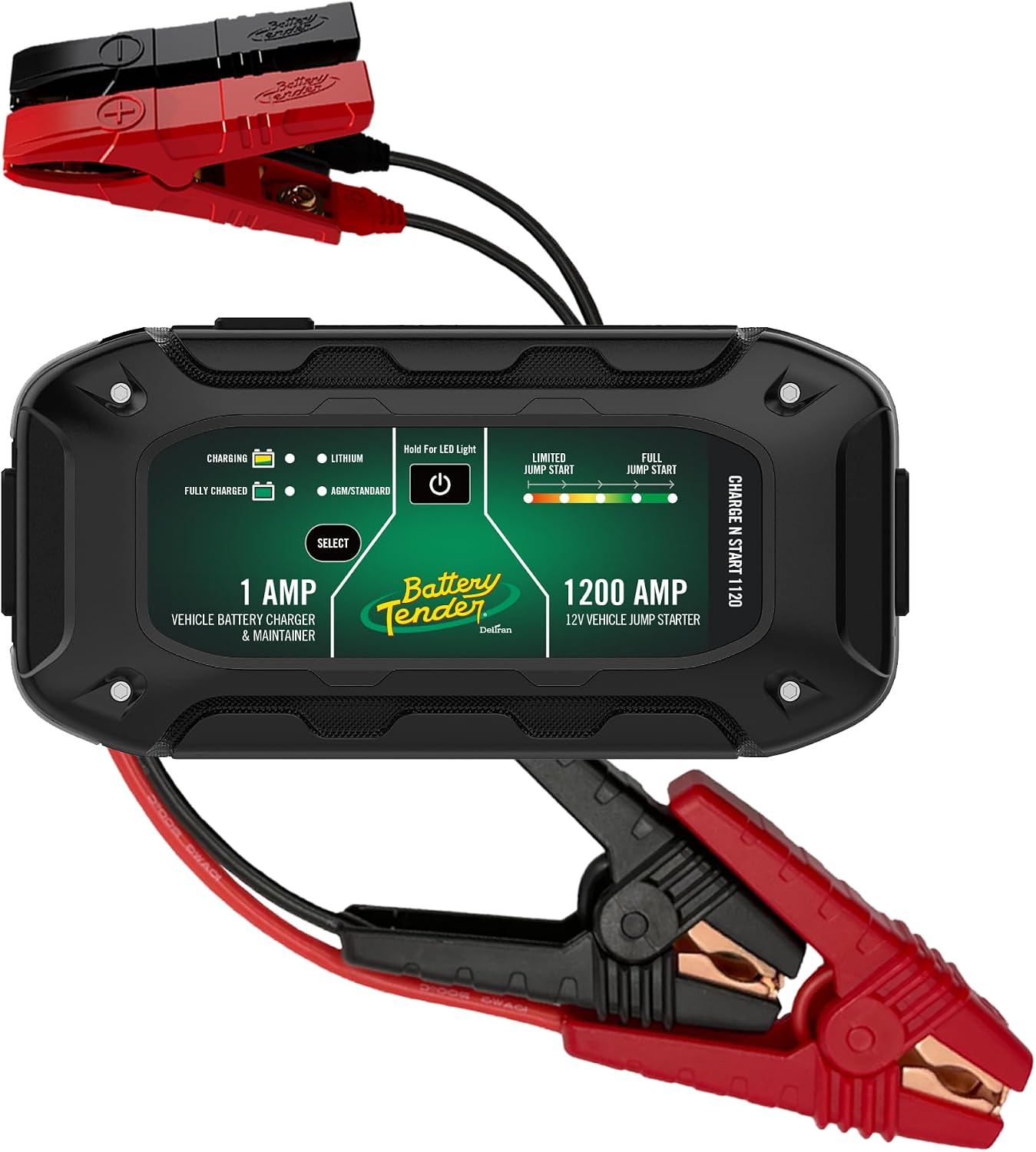 Charge N Start 1120 - Smart 12V/1 AMP Battery Charger and 1200 AMP Jump Starter Combo | 2-in-1 Battery Maintainer for