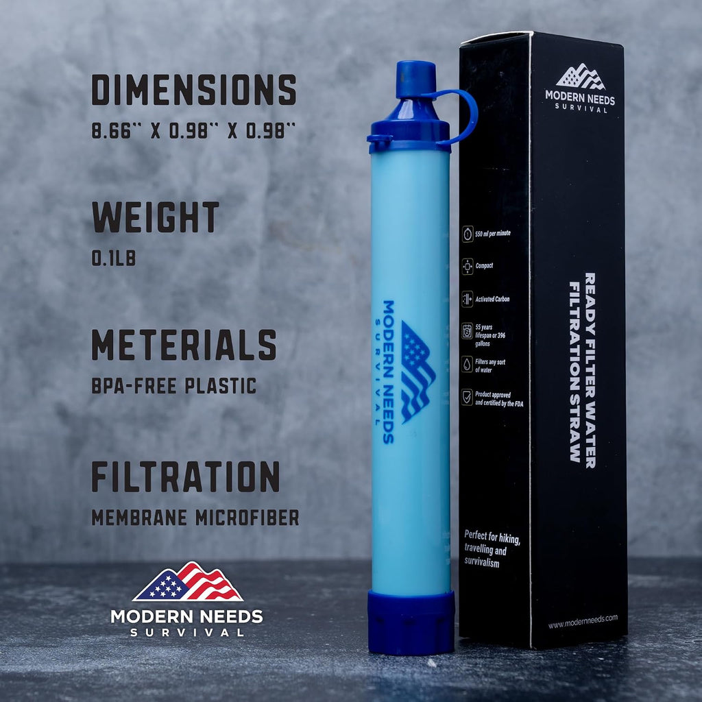 Ready Filter Personal Water Filter Straw | Backpacking Water Filter for Hiking & Camping | Portable Water Purifier