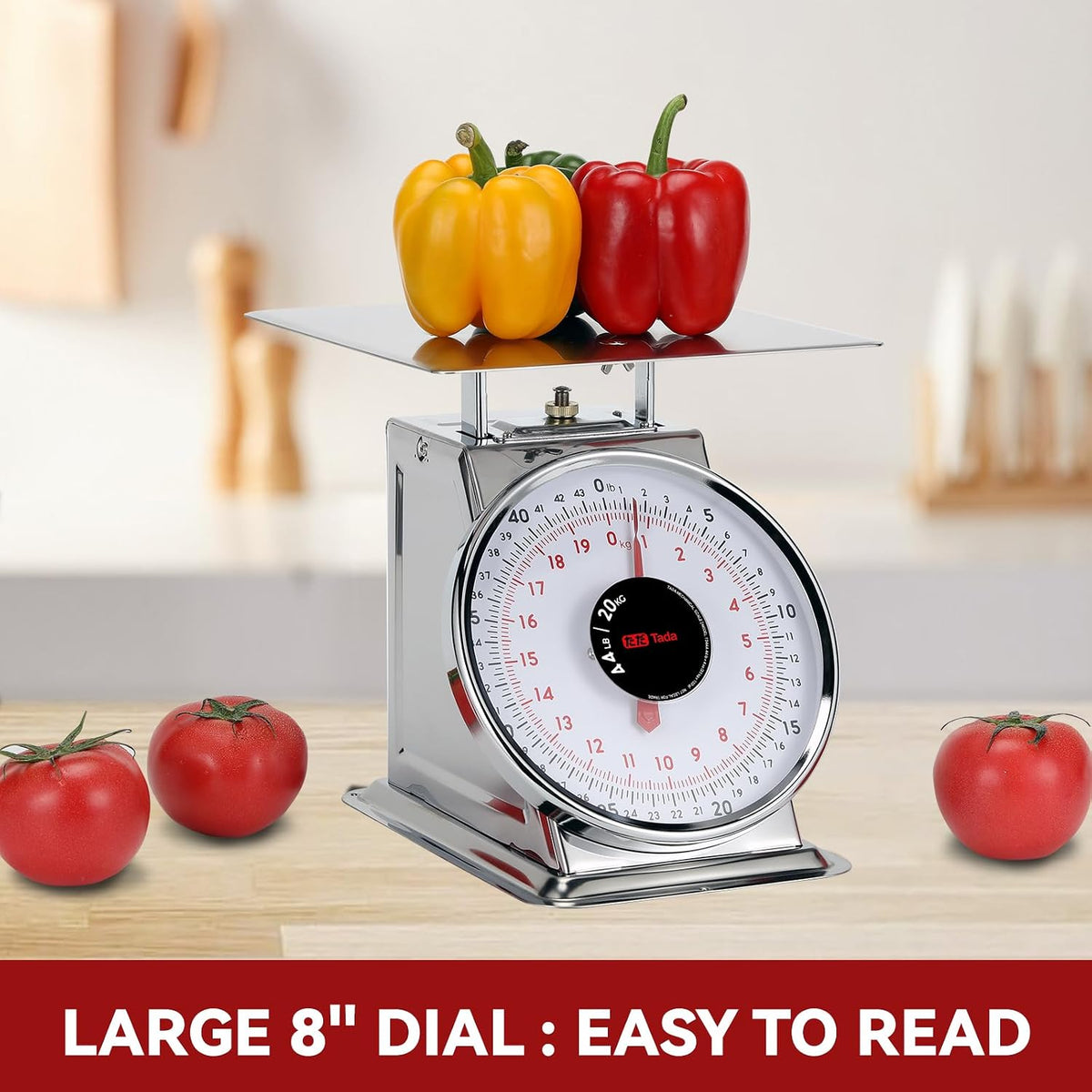 44 LBS Stainless Steel Heavy Duty Mechanical Kitchen and Food Scale