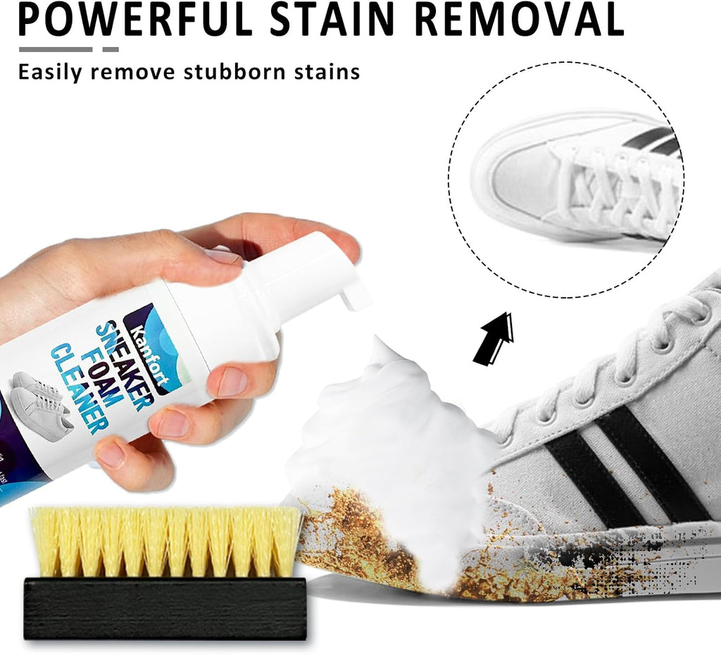 Shoe Cleaner, White Shoe Cleaning Kit with Shoe Brush, Shoe Cleaner Sneakers Removes Dirt and Stain, Sneaker Foam