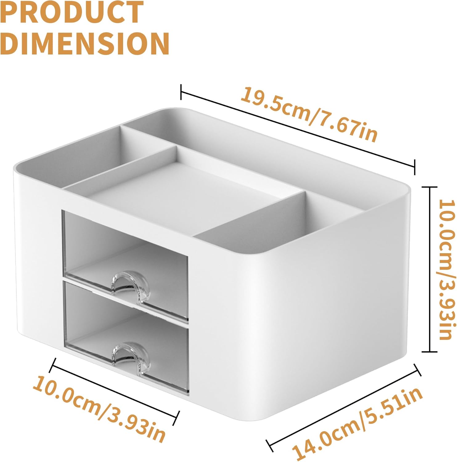Pen Organizer with 2 Drawer, Multi-Functional Pencil Holder for Desk, Desk Organizers and Accessories with 5