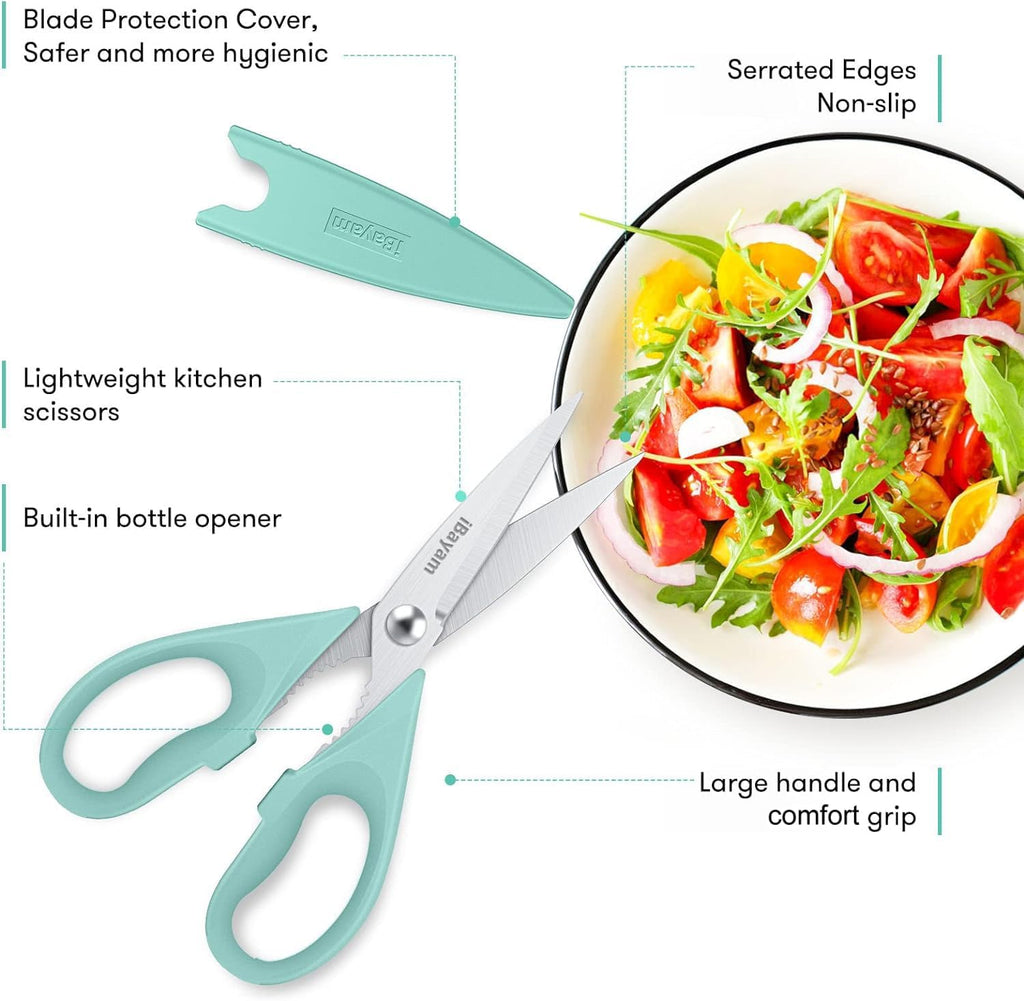 2 Pack All Purpose Kitchen Shears Heavy Duty - Stainless Steel Kitchen Scissors With Protective Sheath, Soft