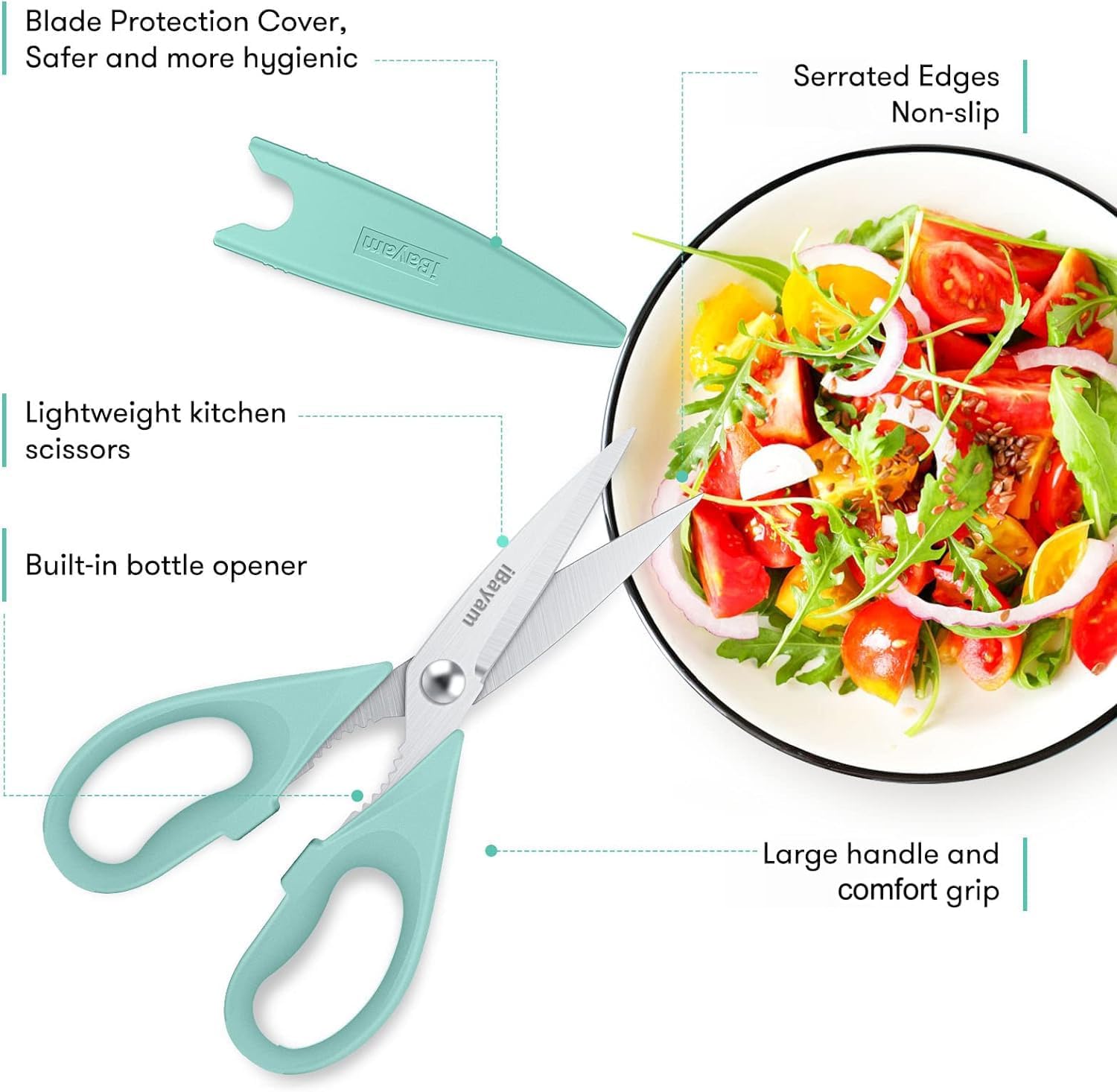 2 Pack All Purpose Kitchen Shears Heavy Duty - Stainless Steel Kitchen Scissors With Protective Sheath, Soft