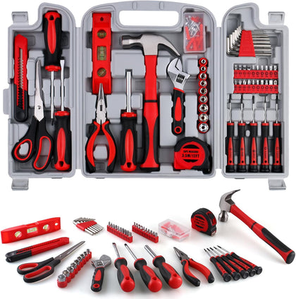 156-Piece Delicate All-Purpose Home Tool Kit in Foldable Toolbox, Unisex | Complete and Essential Hand Tools Set for