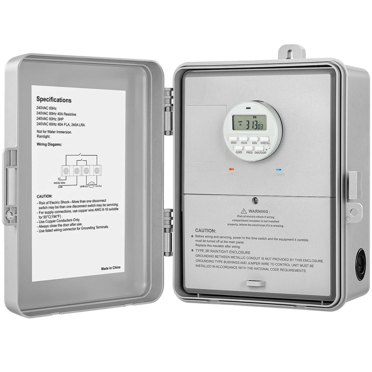 Digital Pool Timer, 40AMP 240V 3HP, 7-Day Pool Pump Timer Switch