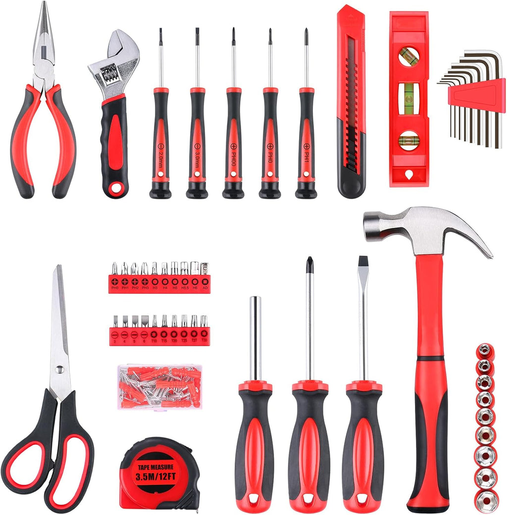 156-Piece Delicate All-Purpose Home Tool Kit in Foldable Toolbox, Unisex | Complete and Essential Hand Tools Set for