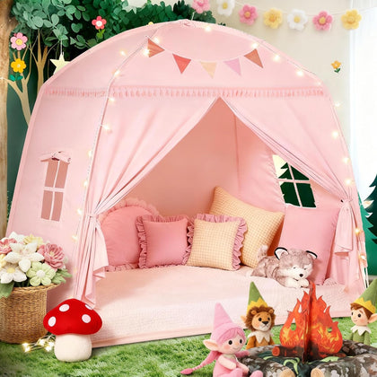 Large Teepee Tent for Kids - Tent Indoor Kids Teepee Tent for Boys & Girls - Kids Play Tent Inside Canopy Bed for