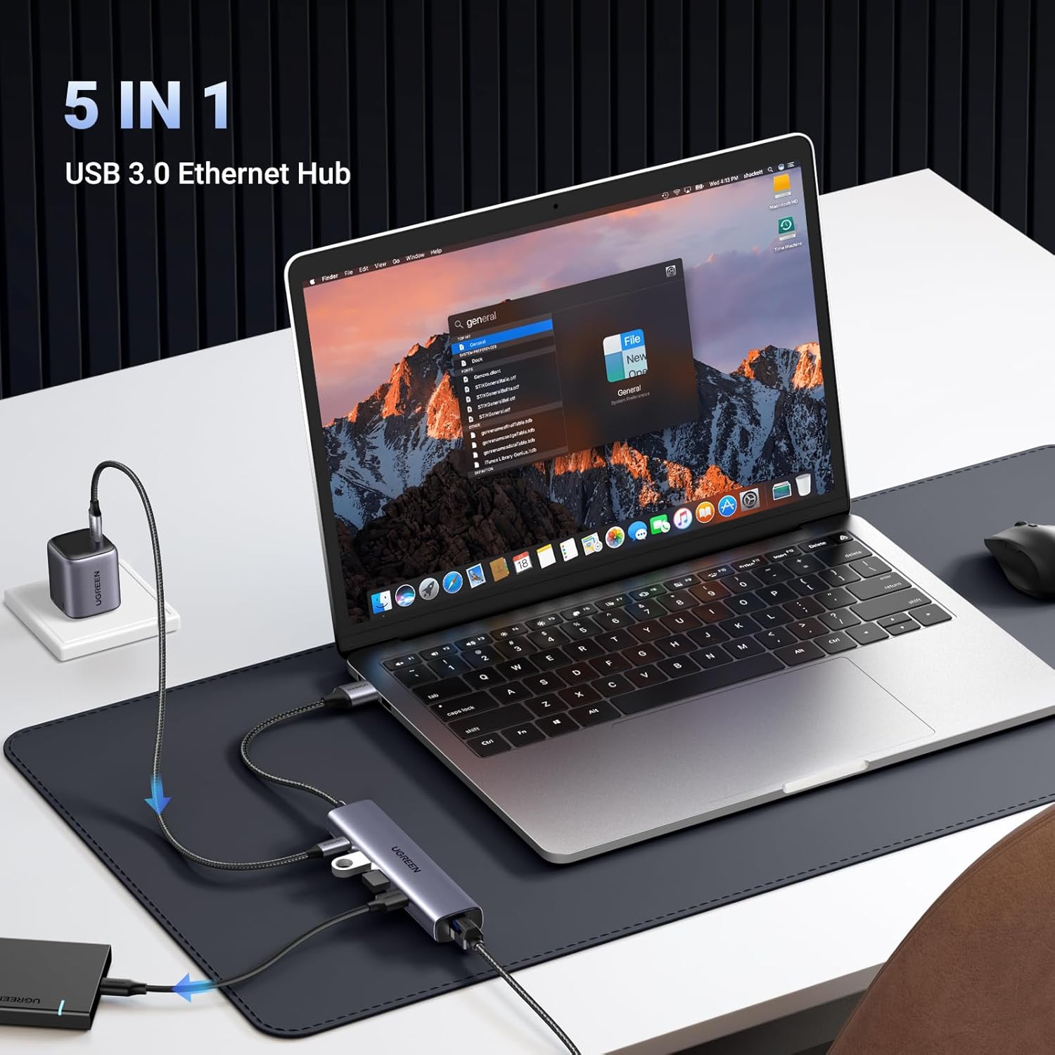 USB to Ethernet Adapter, 5 in 1 USB Hub with Ethernet, Plug and Play, Multiport Network Adapter with 3 USB 3.0 Port