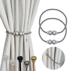 2Pcs Magnetic Curtain Tiebacks Modern Handmade Rope Curtain Tie Backs Grey