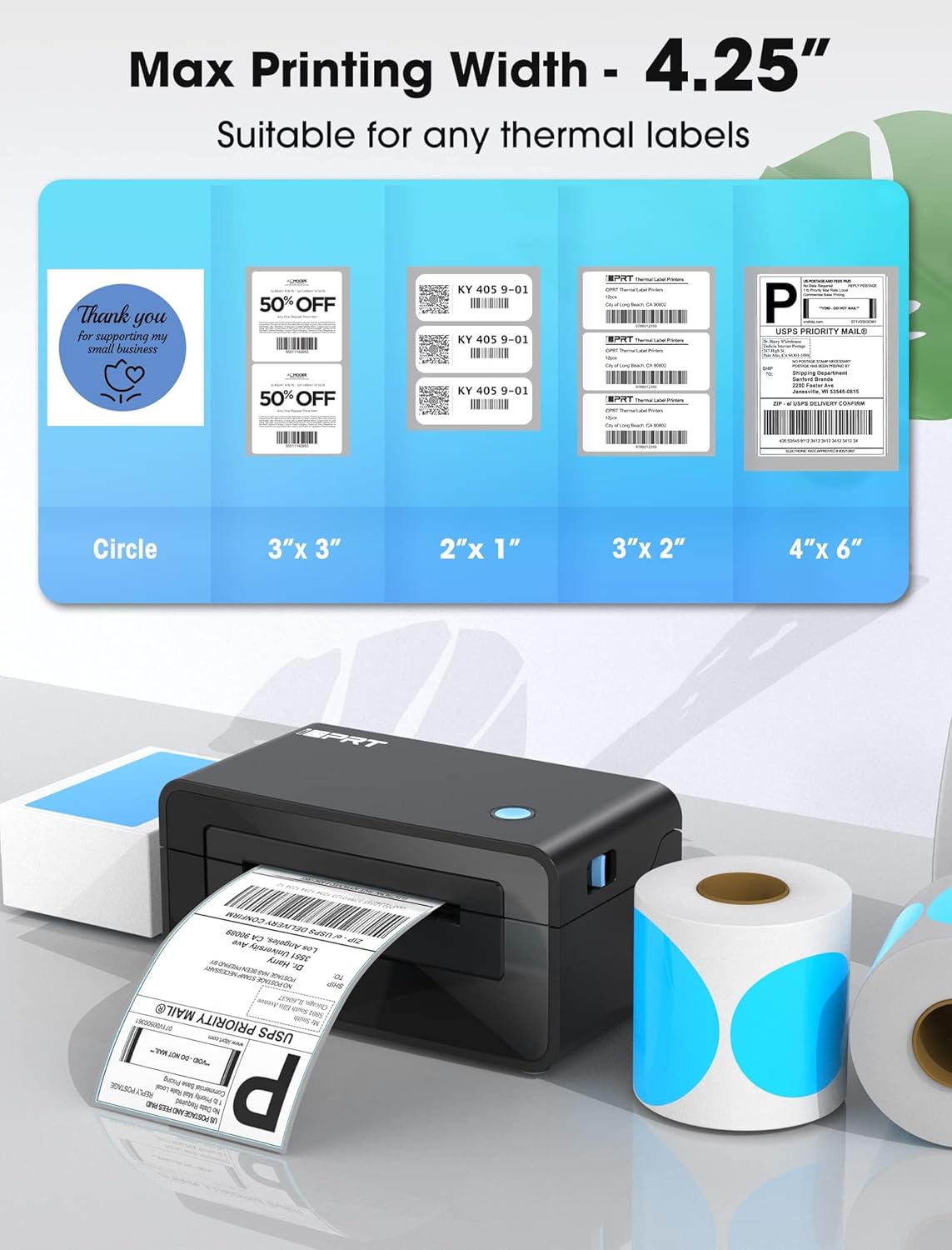 Thermal Label Printer 4x6, Shipping Label Printer for Small Business | Wireless Printing for iPhone, Android, Windows