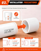 10 Pcs 1-1/2 Inch PVC Coupling Fittings, Socket x Socket