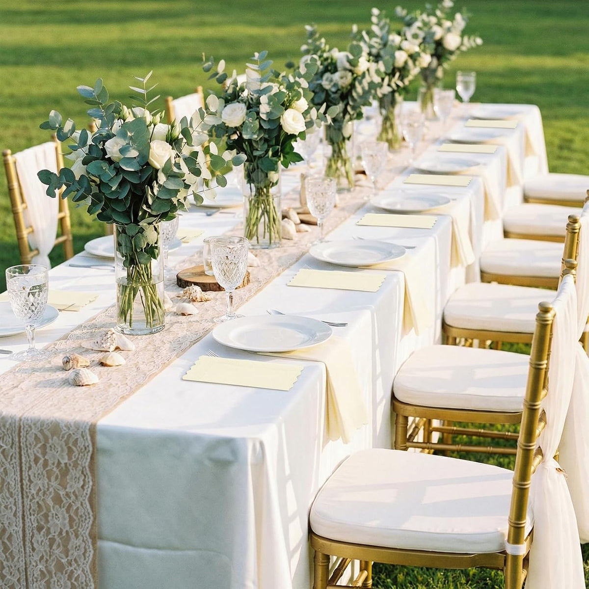 60-Pack Ivory Guest Napkins, Scalloped Disposable Wedding Napkins