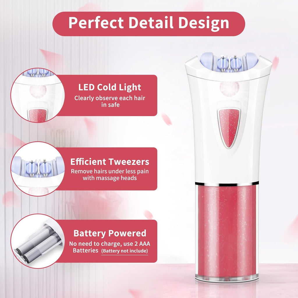 2026 Upgraded Facial Epilator for Women,Smooth Glide Cordless Hair Removal Device with LED Light,Precise & Painless