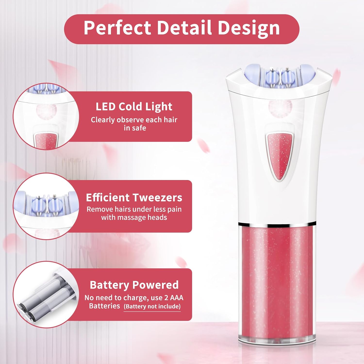 2026 Upgraded Facial Epilator for Women,Smooth Glide Cordless Hair Removal Device with LED Light,Precise & Painless