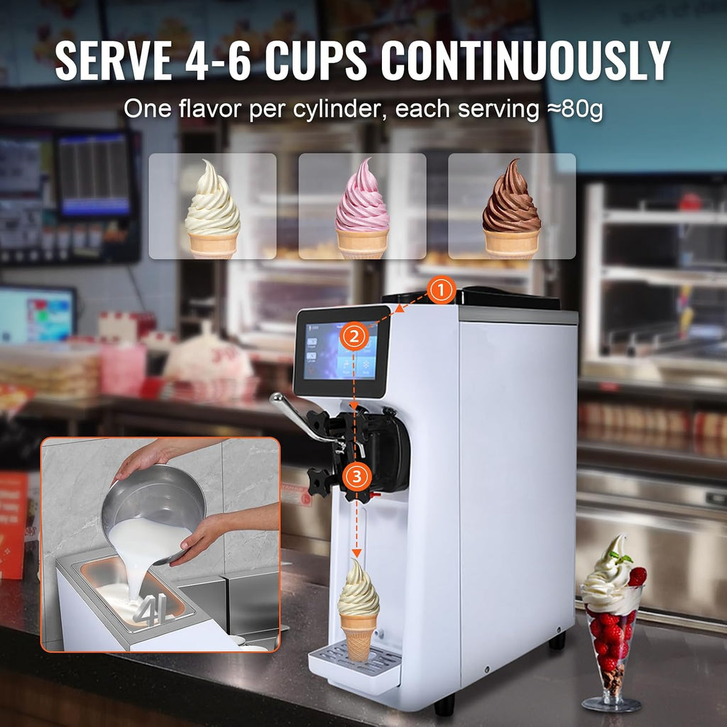 Commercial Ice Cream Machine 10.6 QT/H Soft Serve Ice Cream Maker